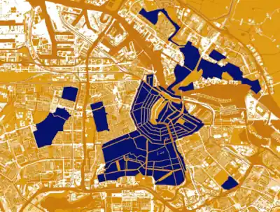 Kaart van beschermde gebieden in Amsterdam