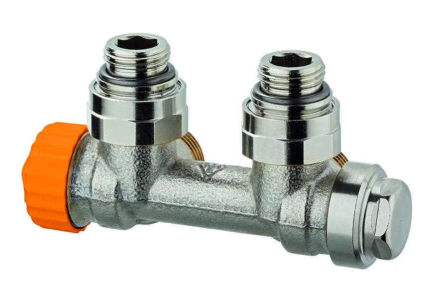 Dynamische debietregelaar in een haaks H-blok