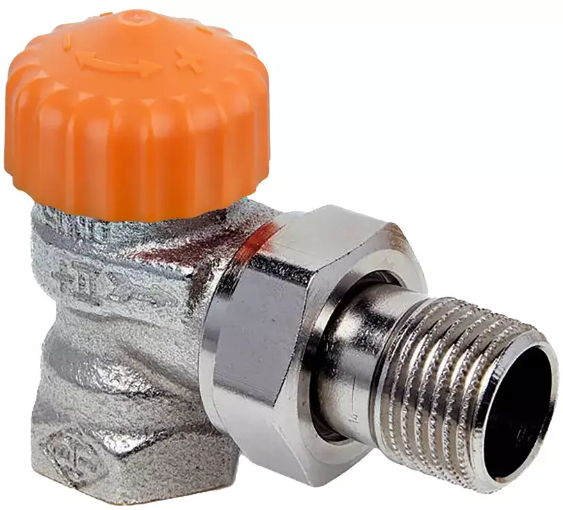 Dynamische debietregelaar in een haakse radiatorkraan